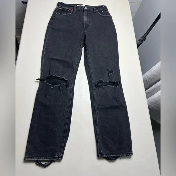 Abercrombie & Fitch Ultra High Rise The Ankle Straight Jeans Size 4L - Picture 12 of 12
